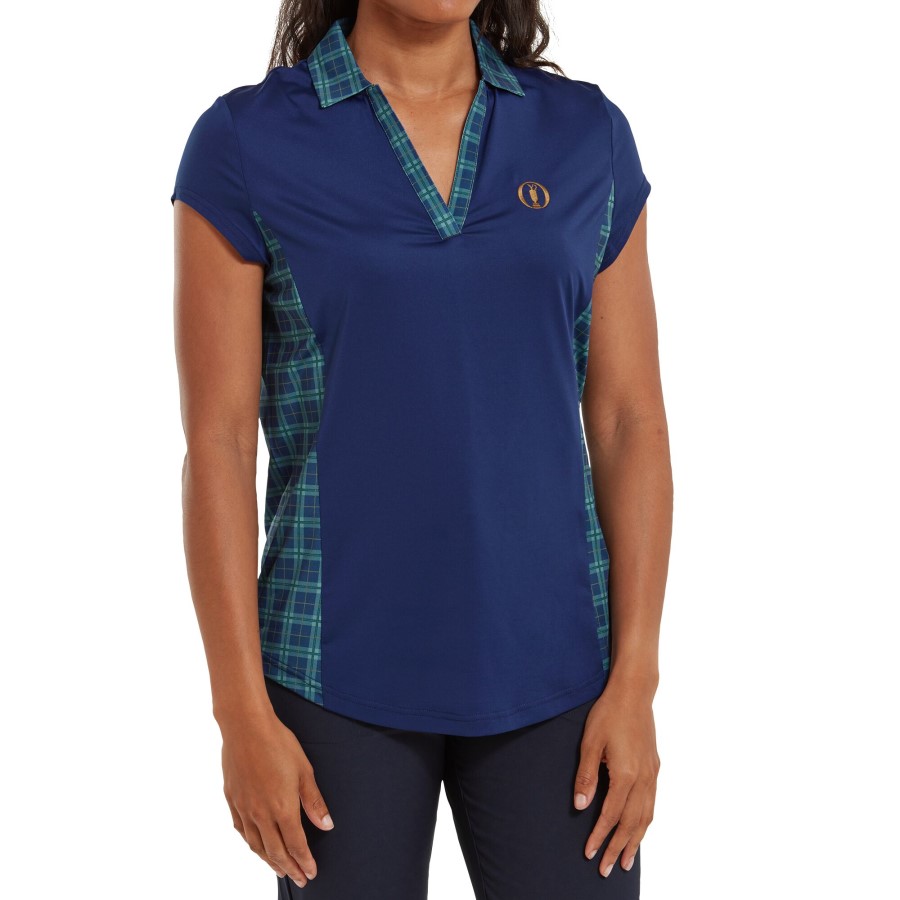 åpen Blå åpen Cap Sleeve Tartan Panel Kvinner Footjoy Norge