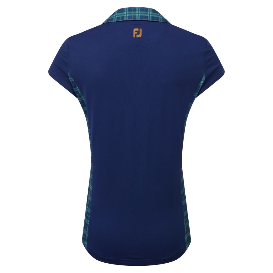 åpen Blå åpen Cap Sleeve Tartan Panel Kvinner Footjoy Norge