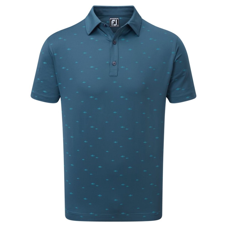 Footjoy Norge Blue School Of Fish Print Lisle