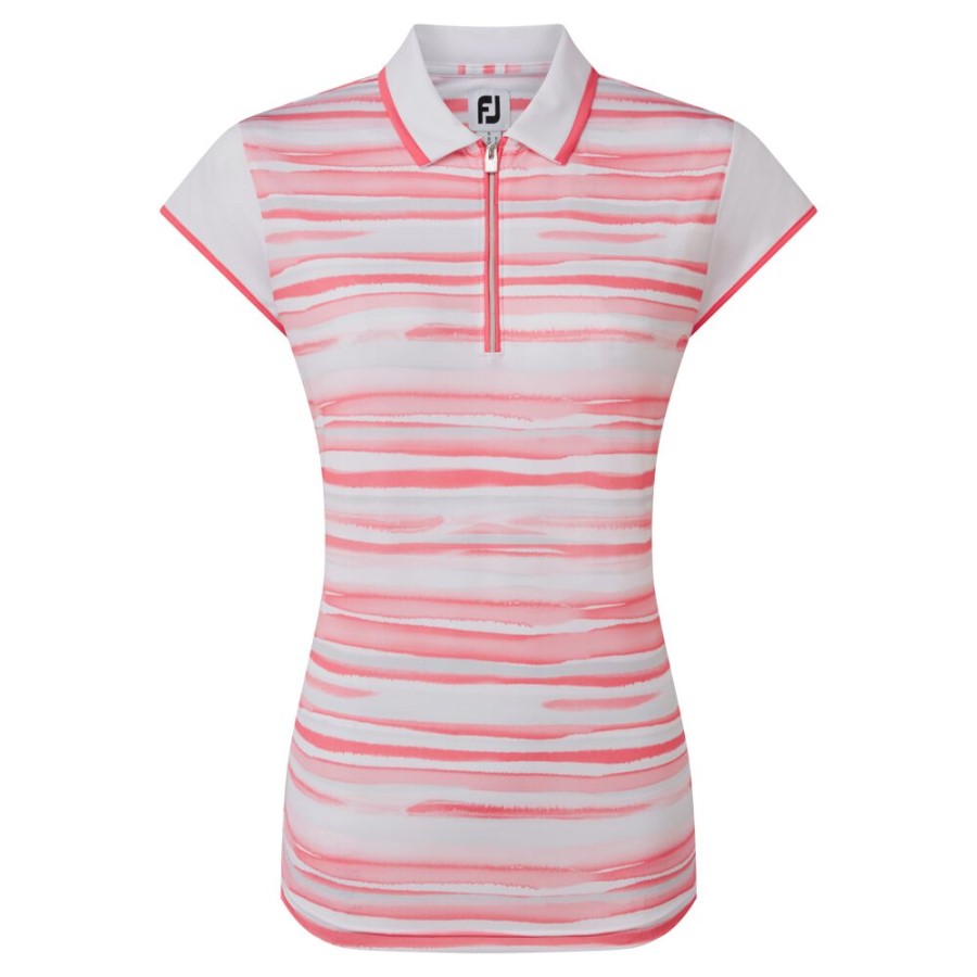 Bright Coral Footjoy Norge Cap Sleeve Color Block Lisle