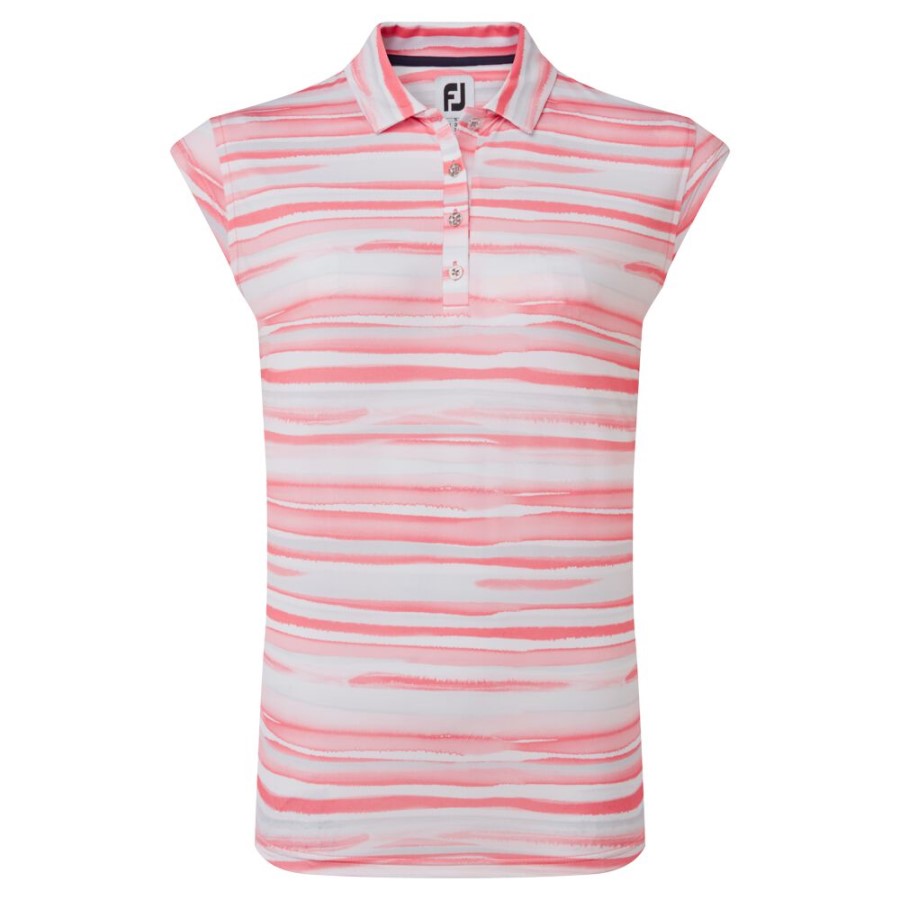 Cap Sleeve Akvarelltrykk Lisle Bright Coral Footjoy Norge