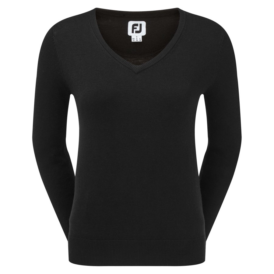 Sort Ullblanding V-hals Genser Dame Footjoy Norge