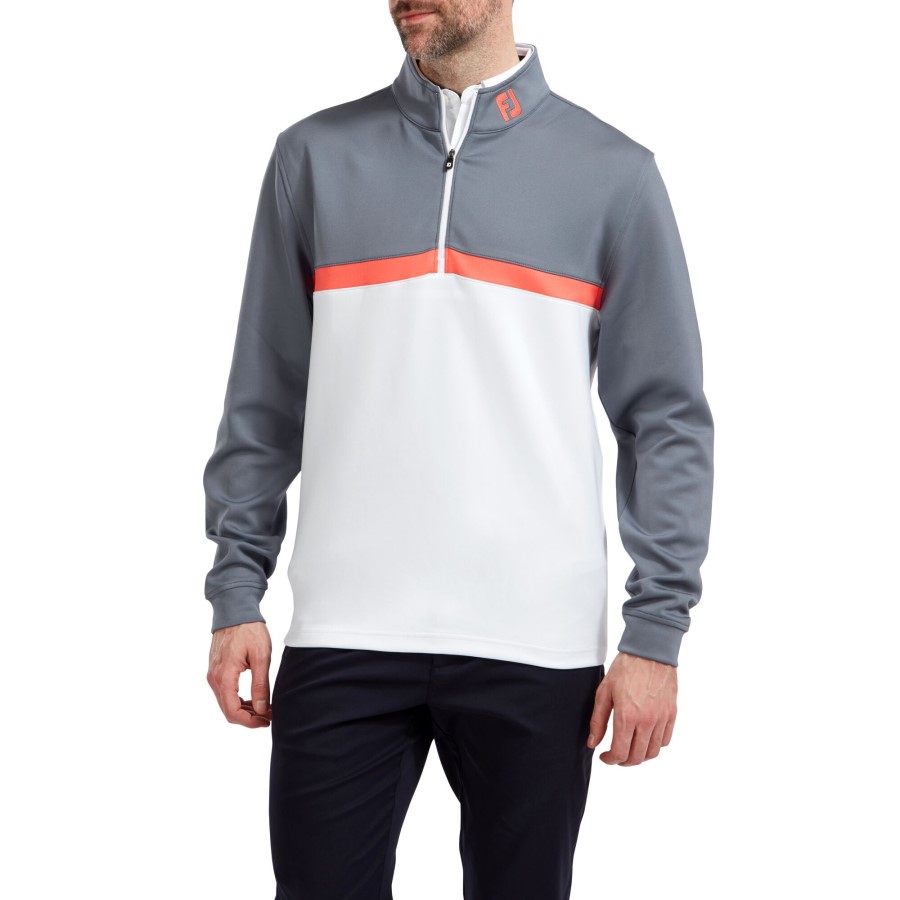 Fargeblokkert Chill-out Genser Footjoy Norge Skifer-hvit-korall