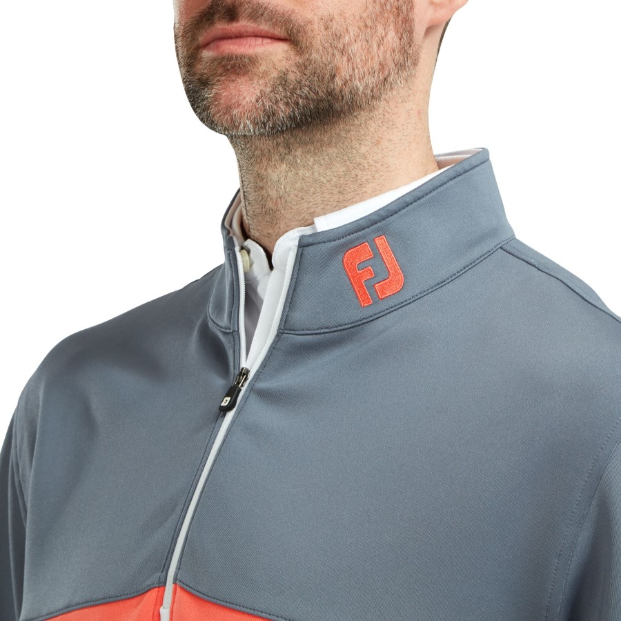 Fargeblokkert Chill-out Genser Footjoy Norge Skifer-hvit-korall