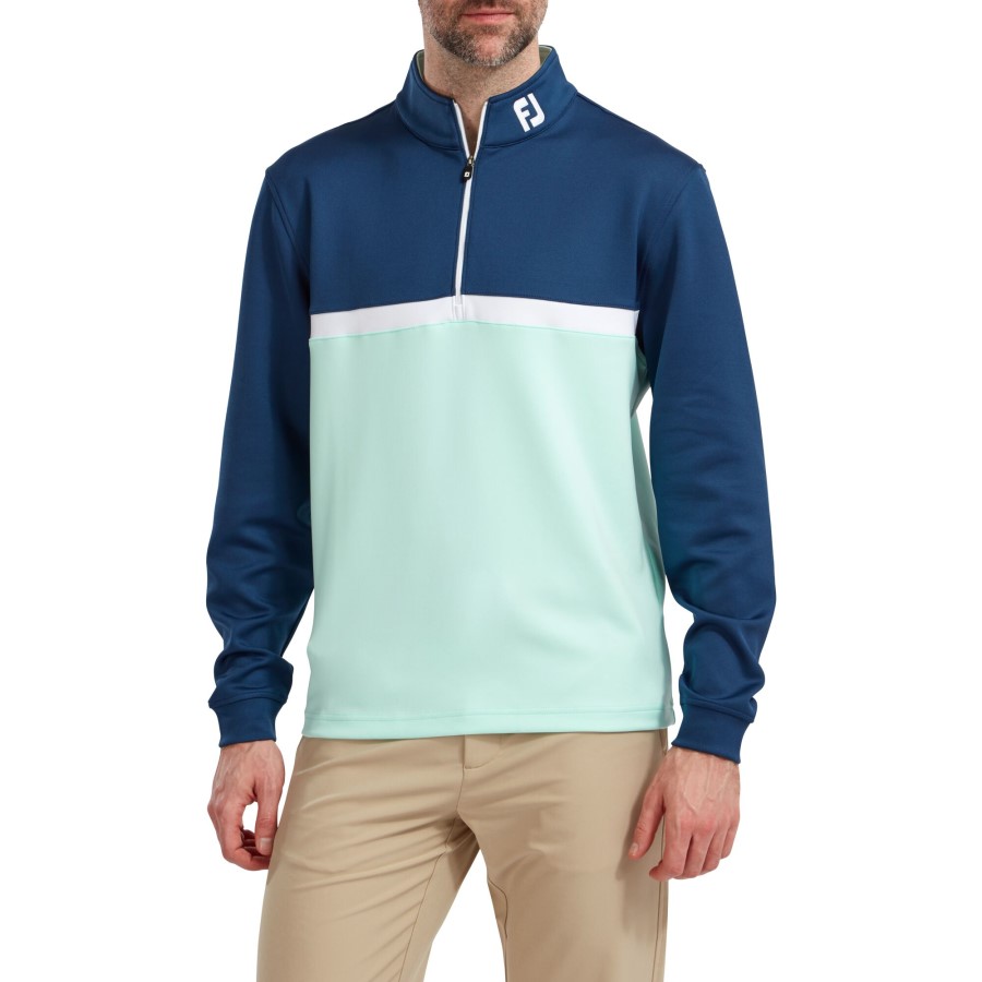 Blå-mint-hvit Footjoy Norge Fargeblokkert Chill-out Genser
