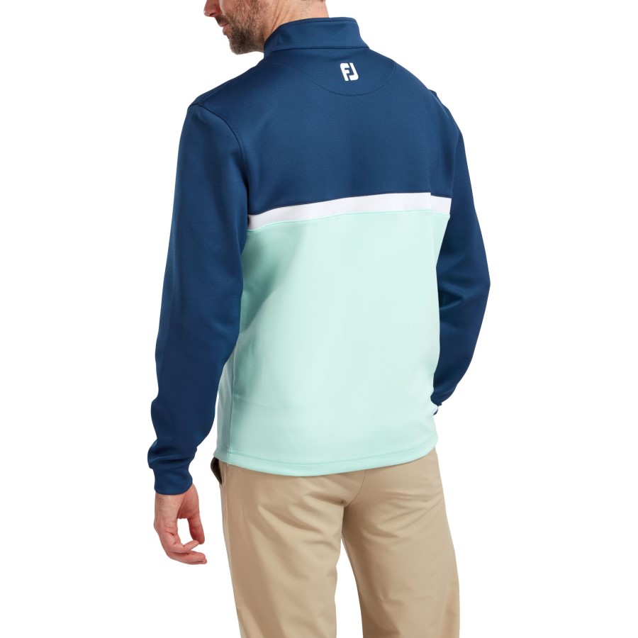 Blå-mint-hvit Footjoy Norge Fargeblokkert Chill-out Genser