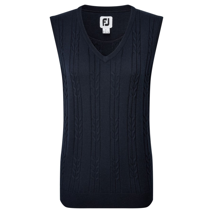Marine Dameullblanding Kabelstrikket Vest Med V-hals Footjoy Norge