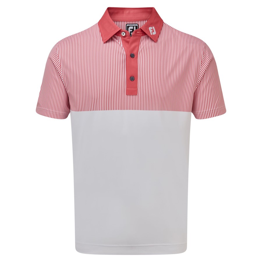 Footjoy Norge Hvit-kappe Rød Glatt Piké Konstruert Vertikalt Trykk