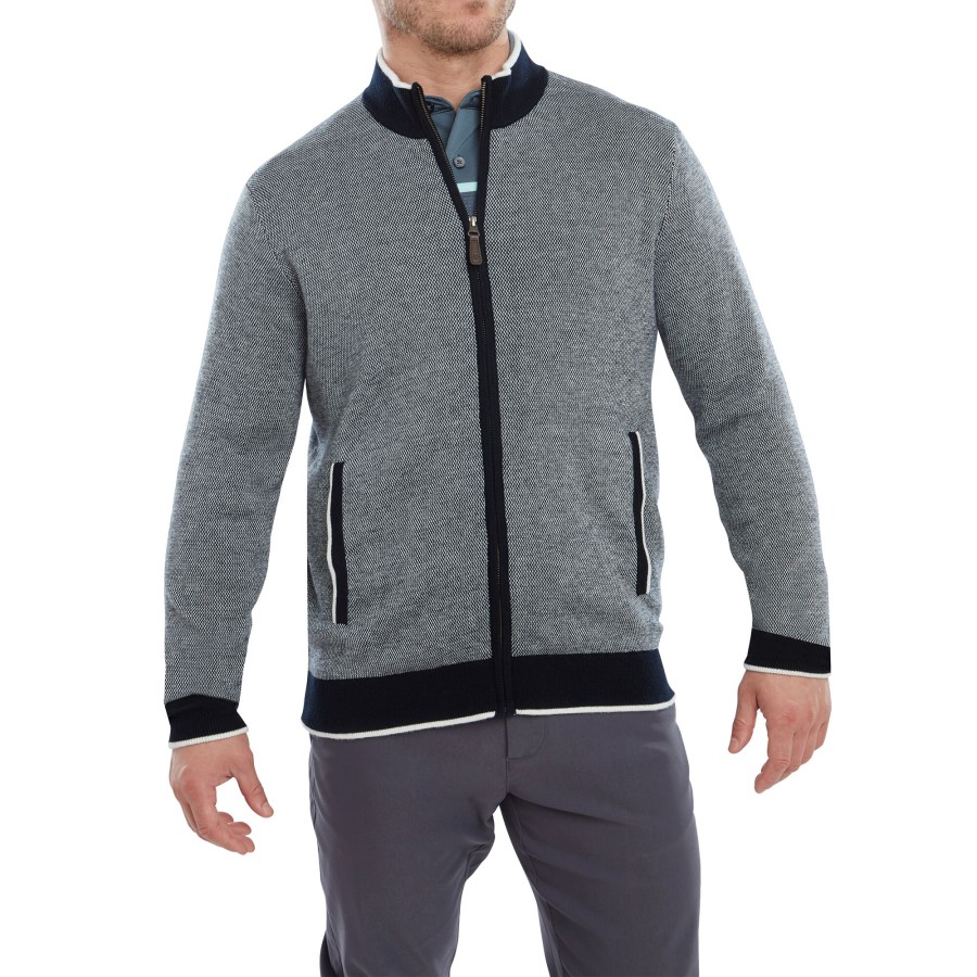 Marineblå Genser Footjoy Norge Med Hel Glidelås