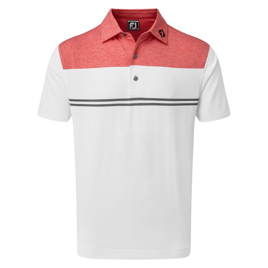 Footjoy Norge Heather Color Block Lisle Performance Skjorter Rød-hvit-kull
