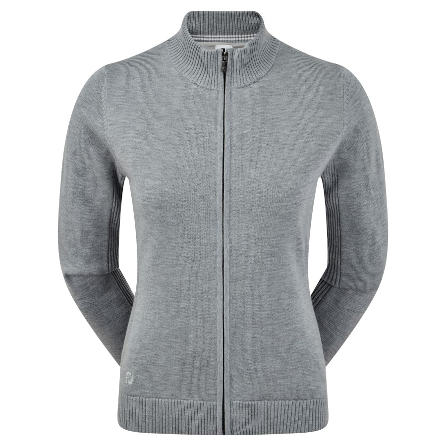 Dames Helglidelås Fôret Ullblanding Pullover Footjoy Norge Gråmelert