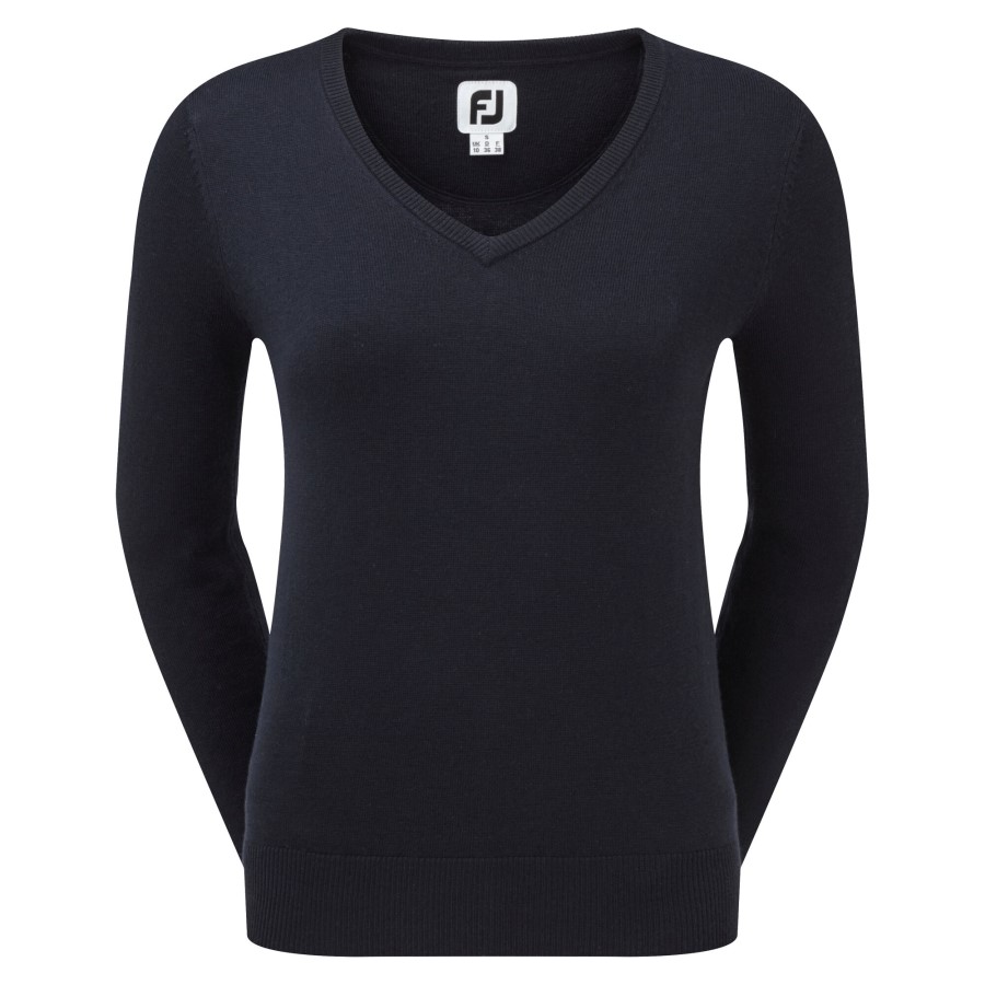 Ullblanding V-hals Genser Dame Footjoy Norge Marine