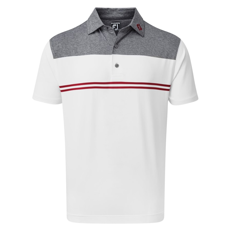 Footjoy Norge Heather Color Block Lisle Performance Skjorter Marine-hvit-rød