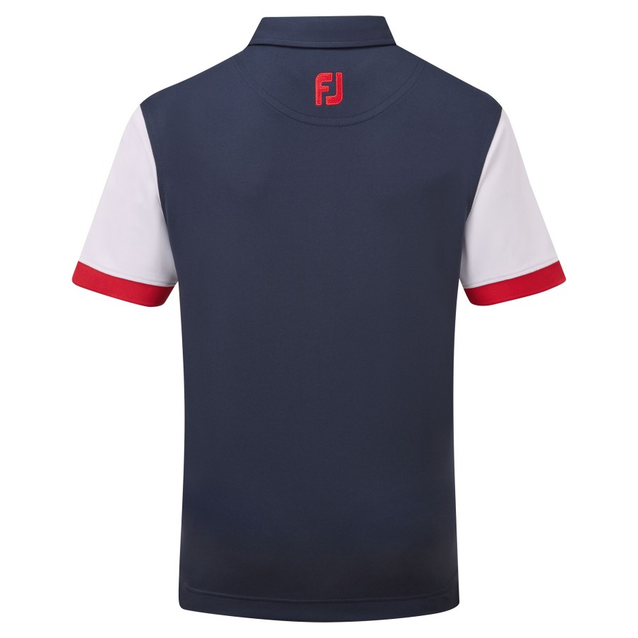 Junior Color Block Pique Marine-hvit Footjoy Norge