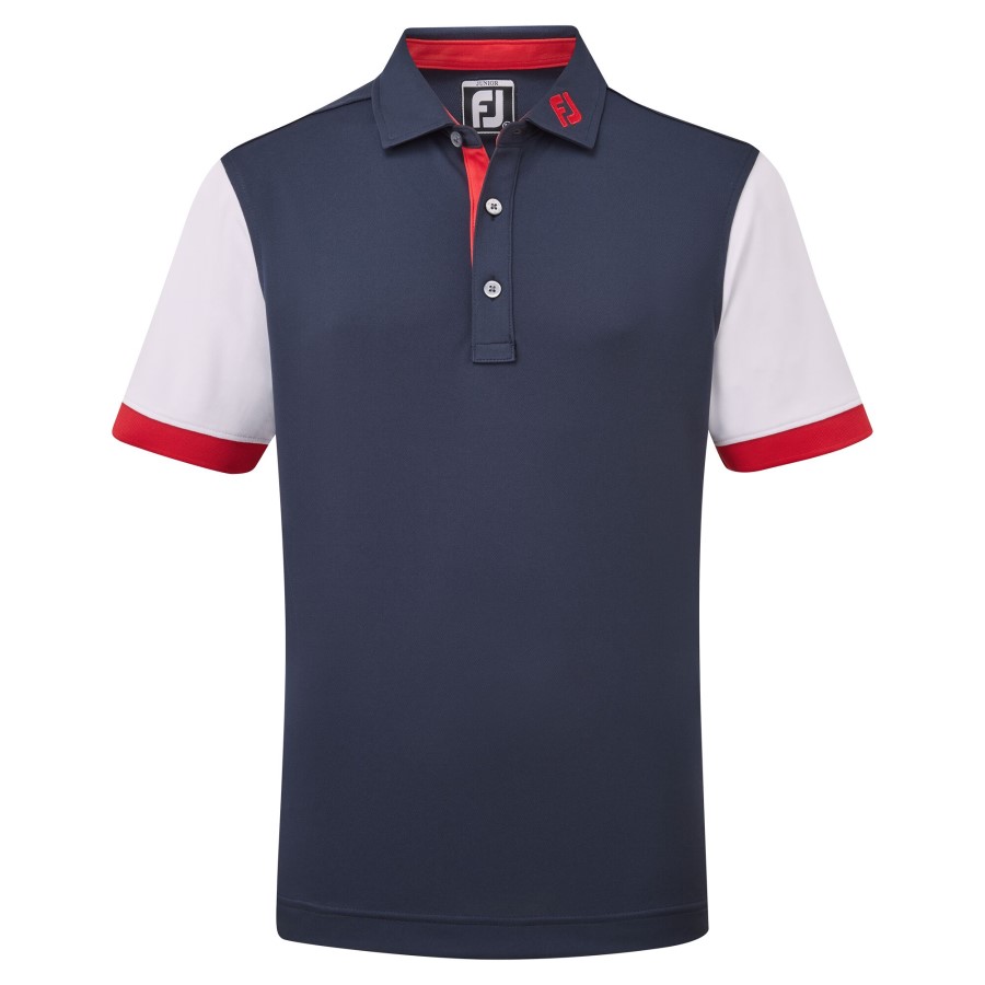 Marine-hvit Footjoy Norge Junior Color Block Pique