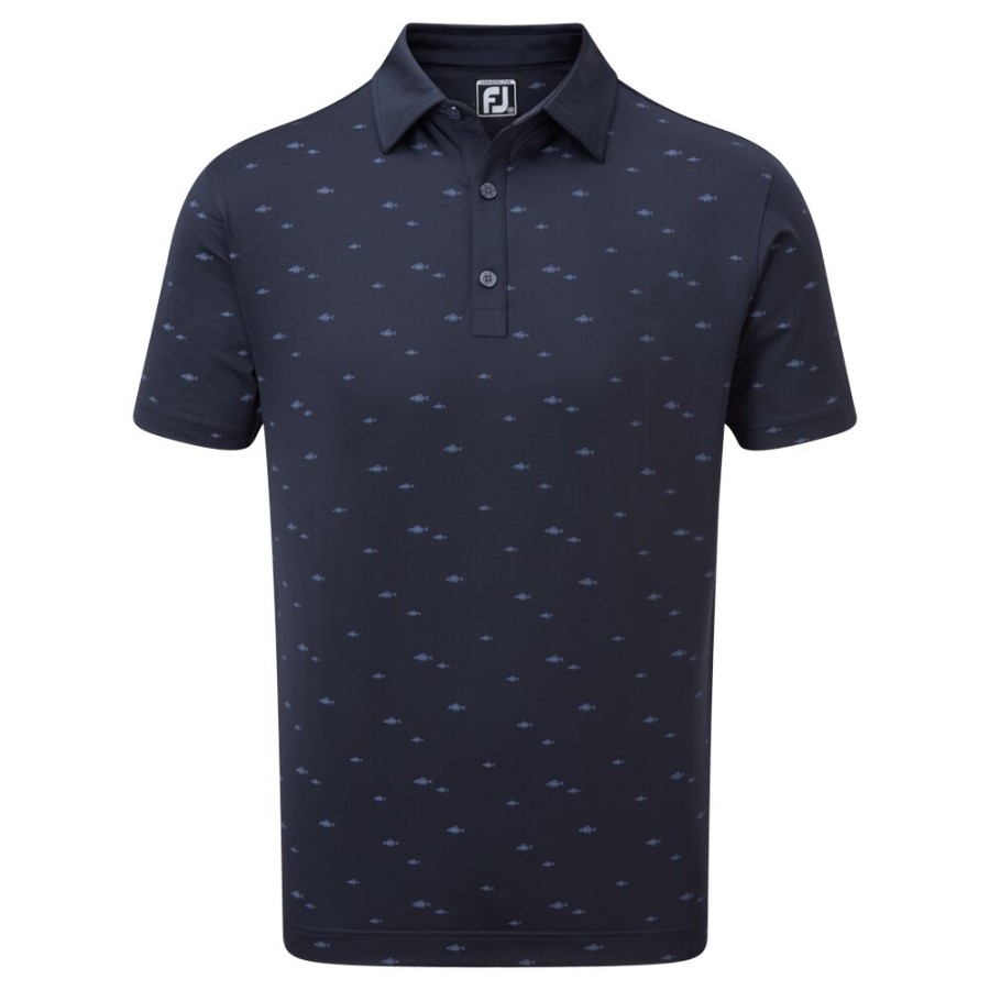Footjoy Norge Navy School Of Fish Print Lisle